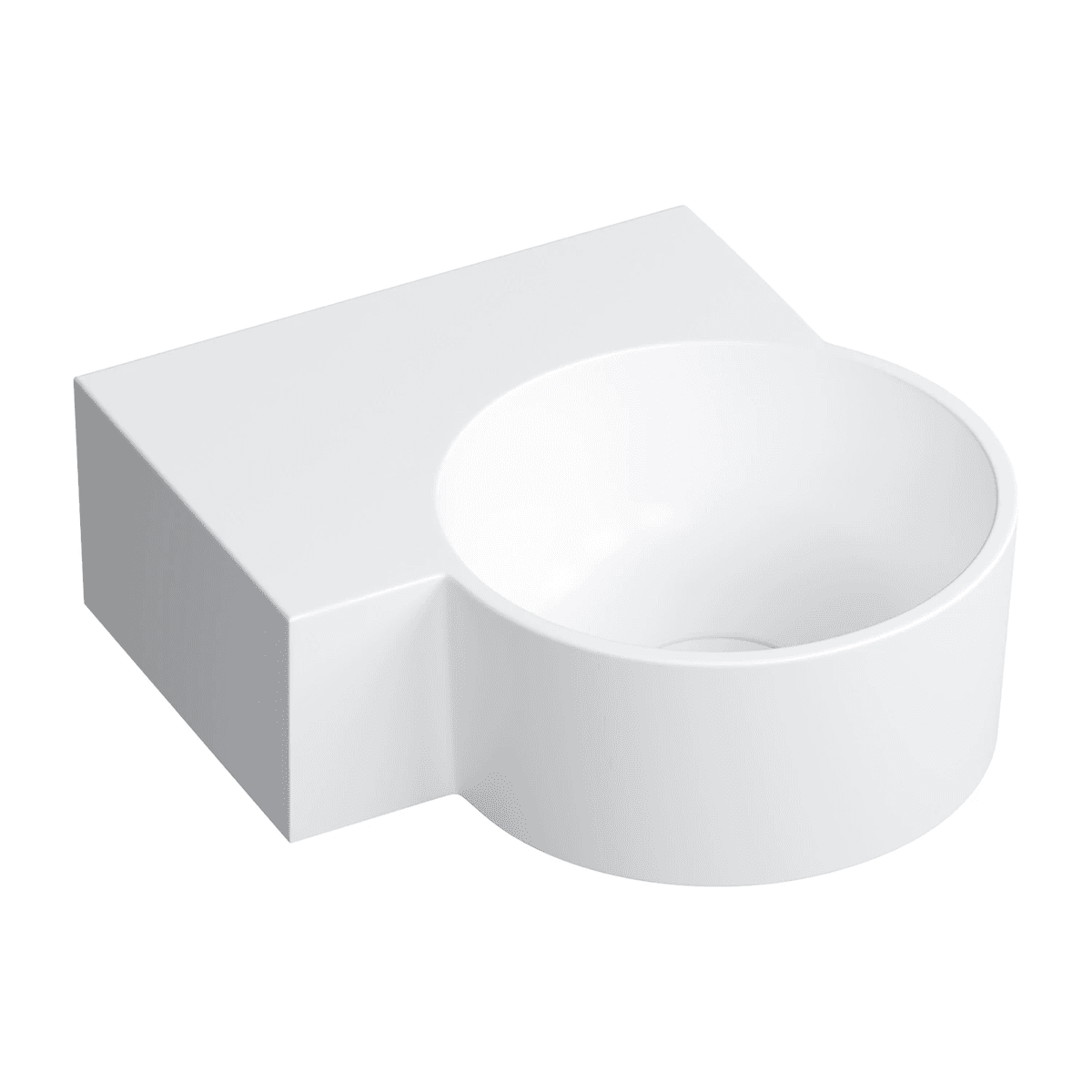 OVO M+ umywalka nablatowa/wisząca - lewa, 33 x 34 cm, biały mat