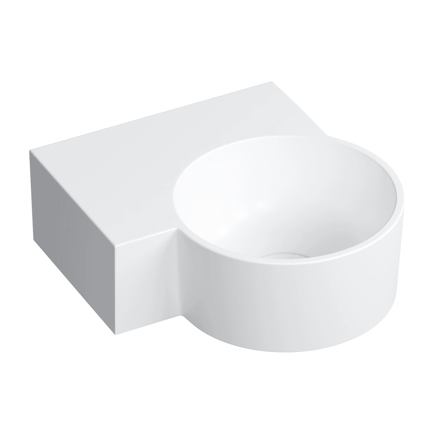 OVO M+ umywalka nablatowa/wisząca - lewa, 33 x 34 cm, biały mat