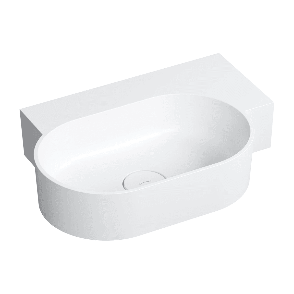 OVO M+ umywalka nablatowa/wisząca - prawa, 55 x 38 cm, biały mat