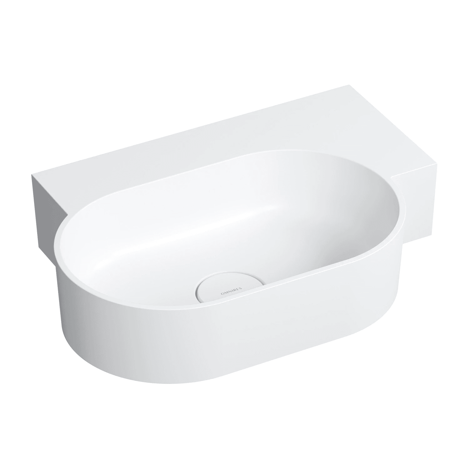 OVO M+ umywalka nablatowa/wisząca - prawa, 55 x 38 cm, biały mat