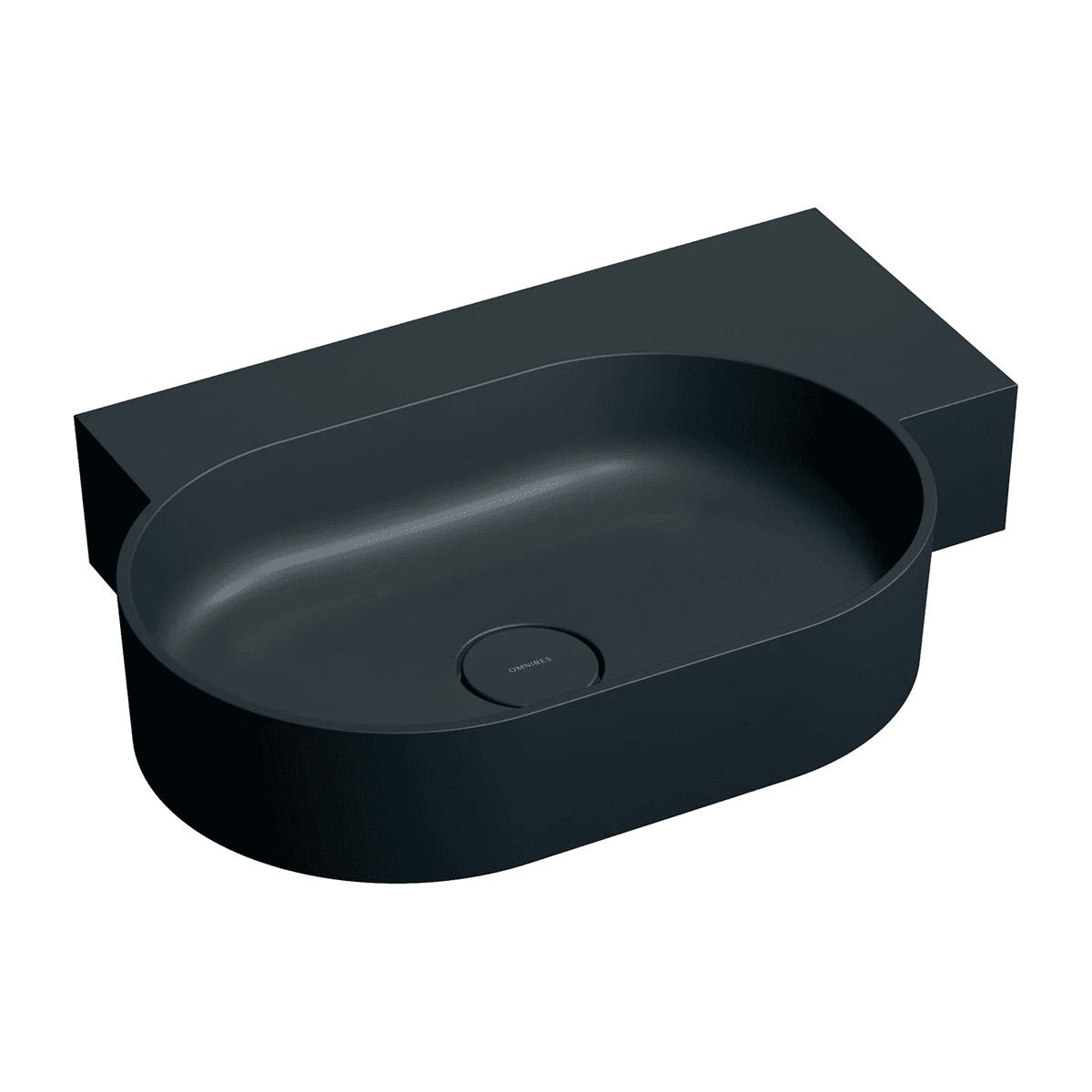 OVO M+ umywalka nablatowa/wisząca - prawa, 64 x 44 cm, black lava mat