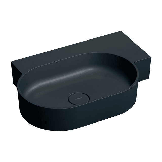 OVO M+ umywalka nablatowa/wisząca - prawa, 64 x 44 cm, black lava mat
