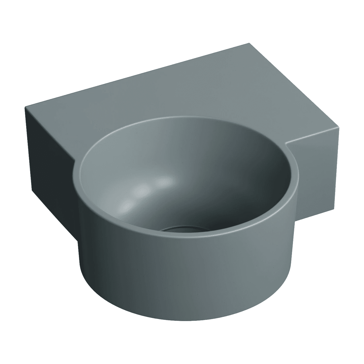 OVO M+ umywalka nablatowa/wisząca - prawa, 33 x 34 cm, ash grey mat