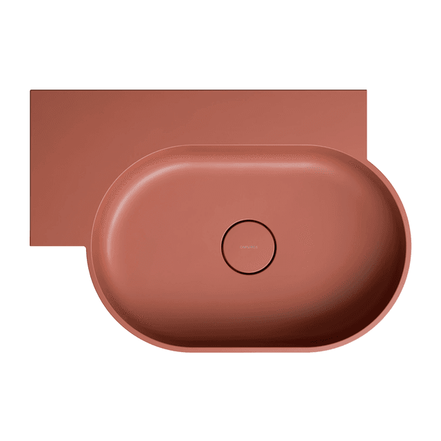 OVO M+ umywalka nablatowa/wisząca - lewa, 64 x 44 cm, terracotta mat