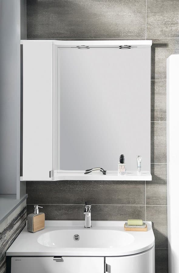 PULSE szafka z lustrem, oświetlenie LED 75x80x17cm, lewa, biała/antracyt