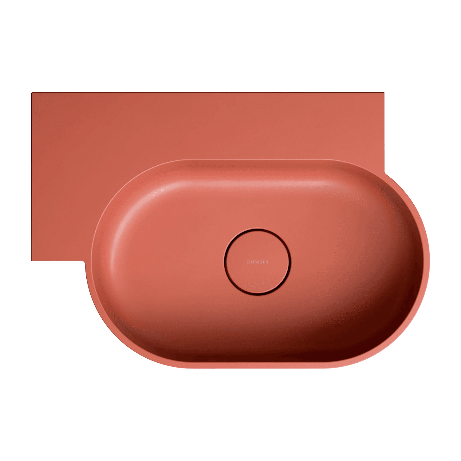 OVO M+ umywalka nablatowa/wisząca - lewa, 55 x 38 cm, terracotta mat