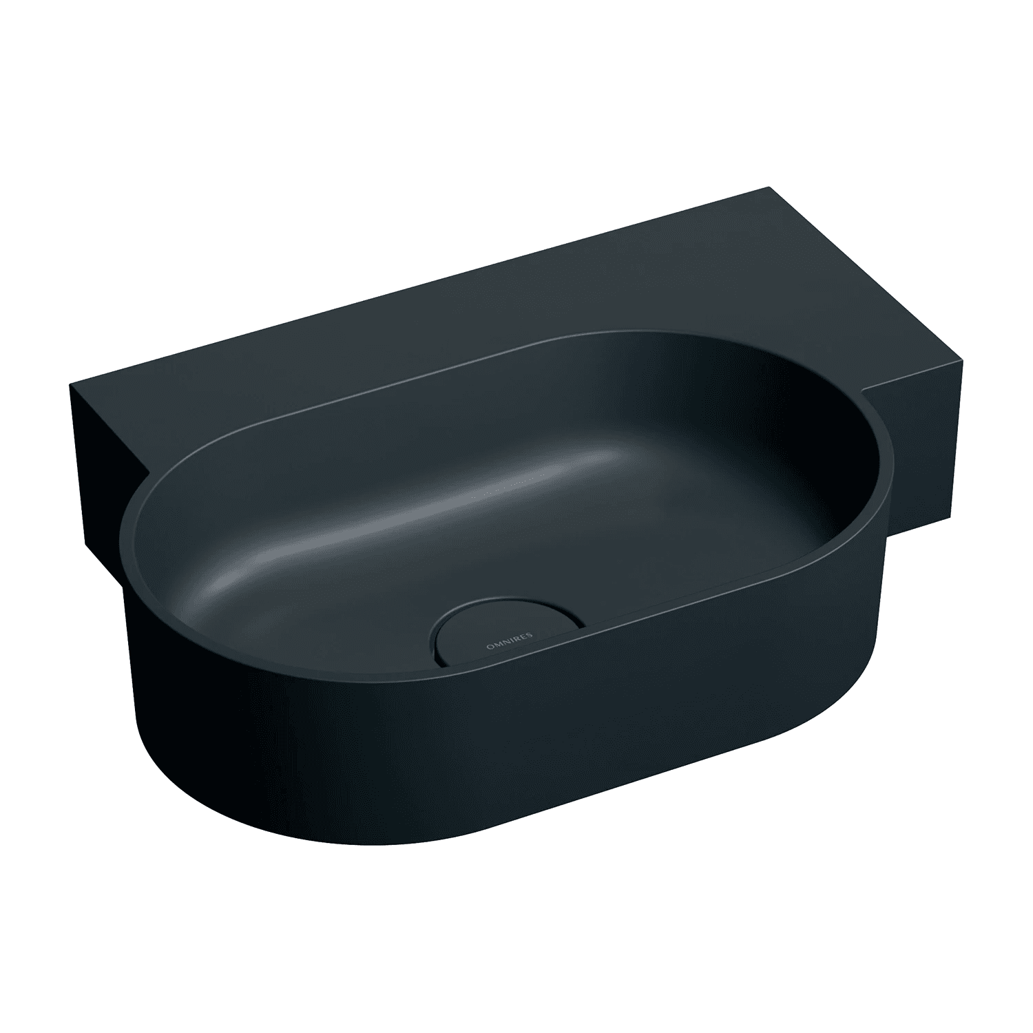 OVO M+ umywalka nablatowa/wisząca - prawa, 55 x 38 cm, black lava mat