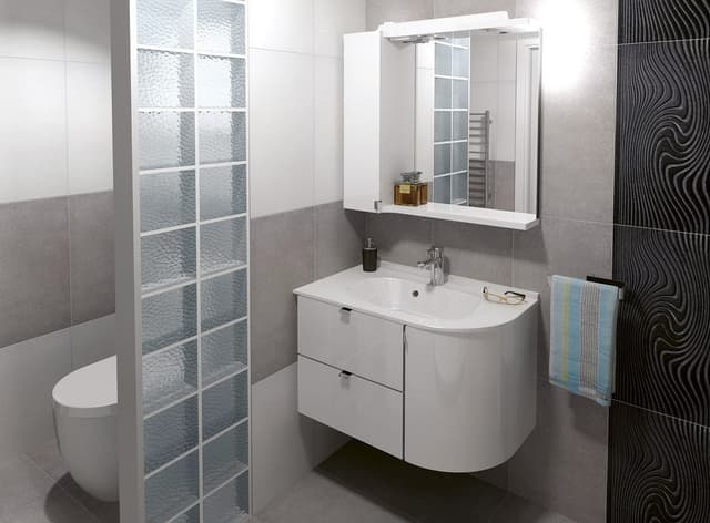 PULSE szafka z lustrem, oświetlenie LED 75x80x17cm, lewa, biała/antracyt