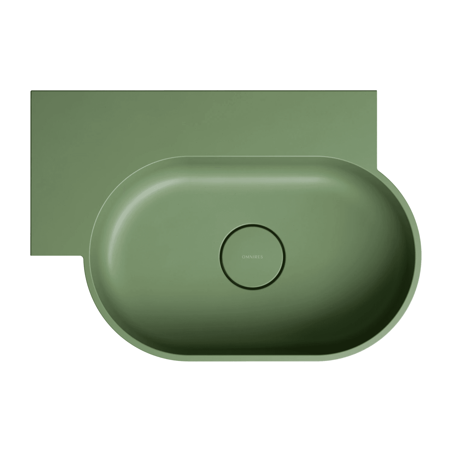 OVO M+ umywalka nablatowa/wisząca - lewa, 55 x 38 cm, olive mat