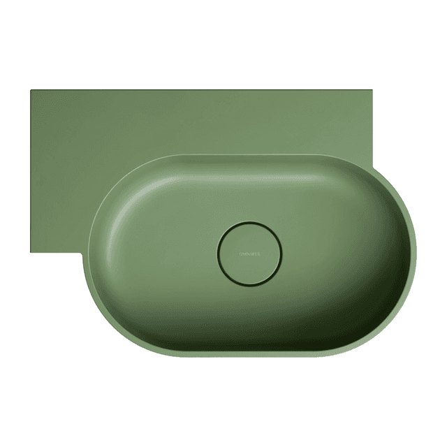 OVO M+ umywalka nablatowa/wisząca - lewa, 55 x 38 cm, olive mat
