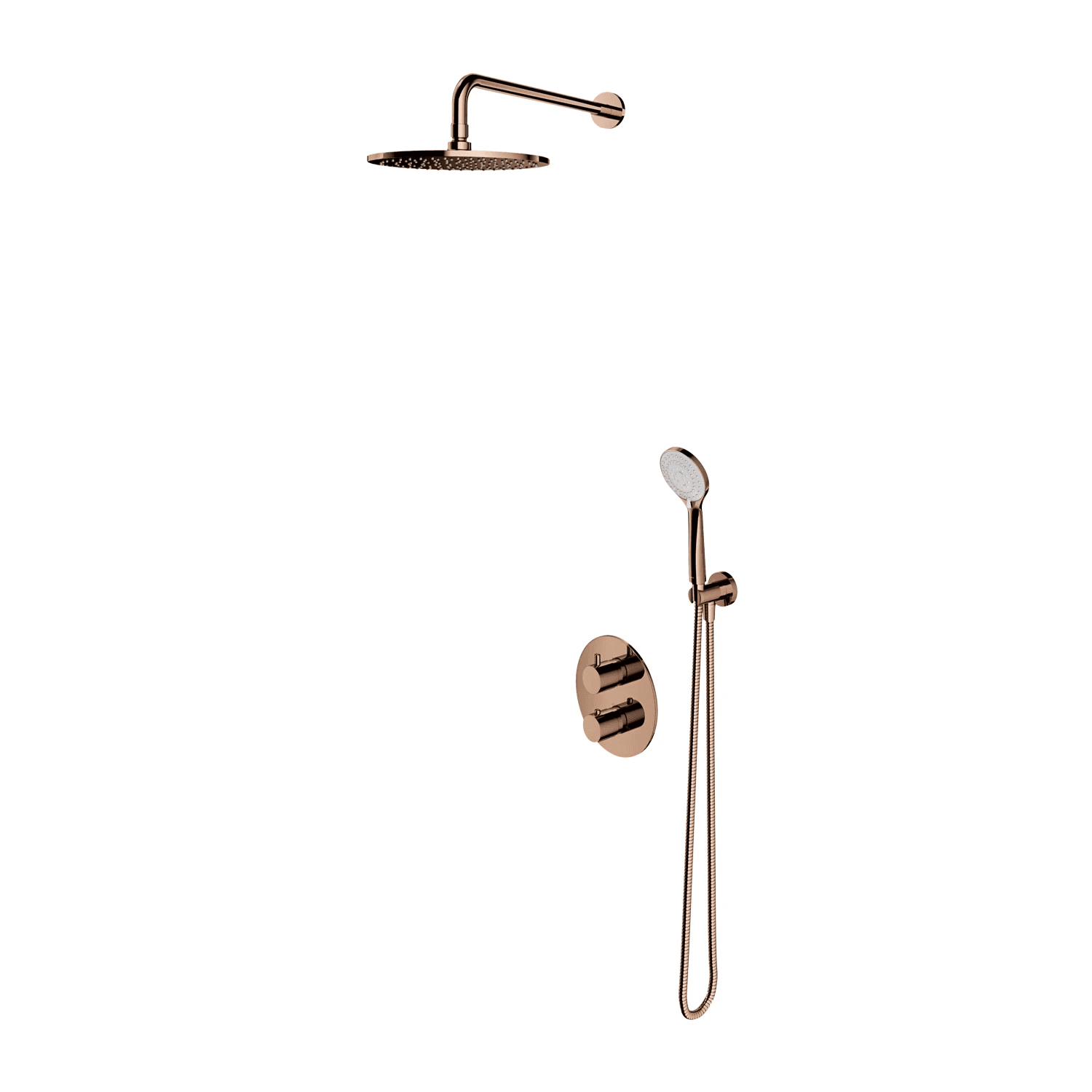 Y termostatyczny system prysznicowy podtynkowy, miedź połysk