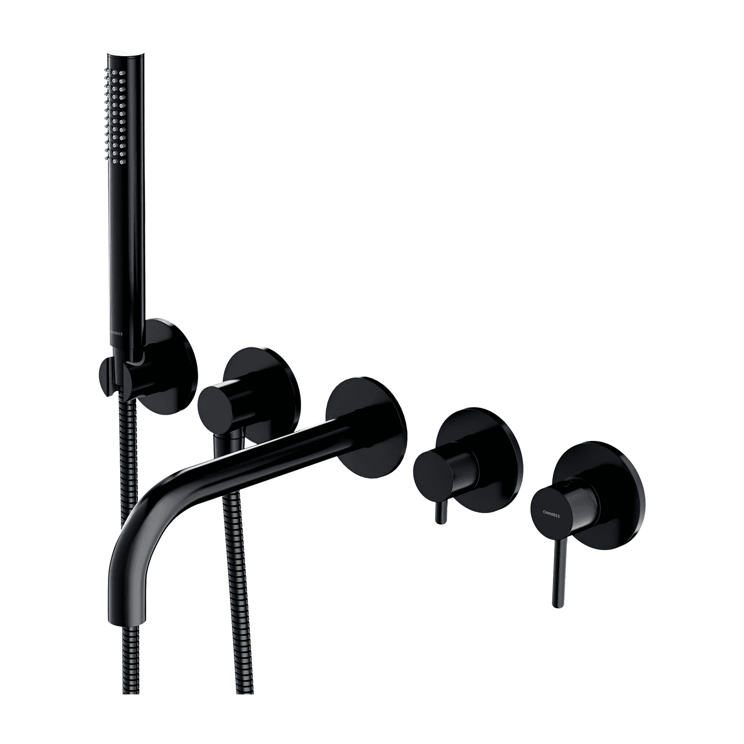 Y bateria wannowa 5-otworowa podtynkowa z długą wylewką, czarny półmat