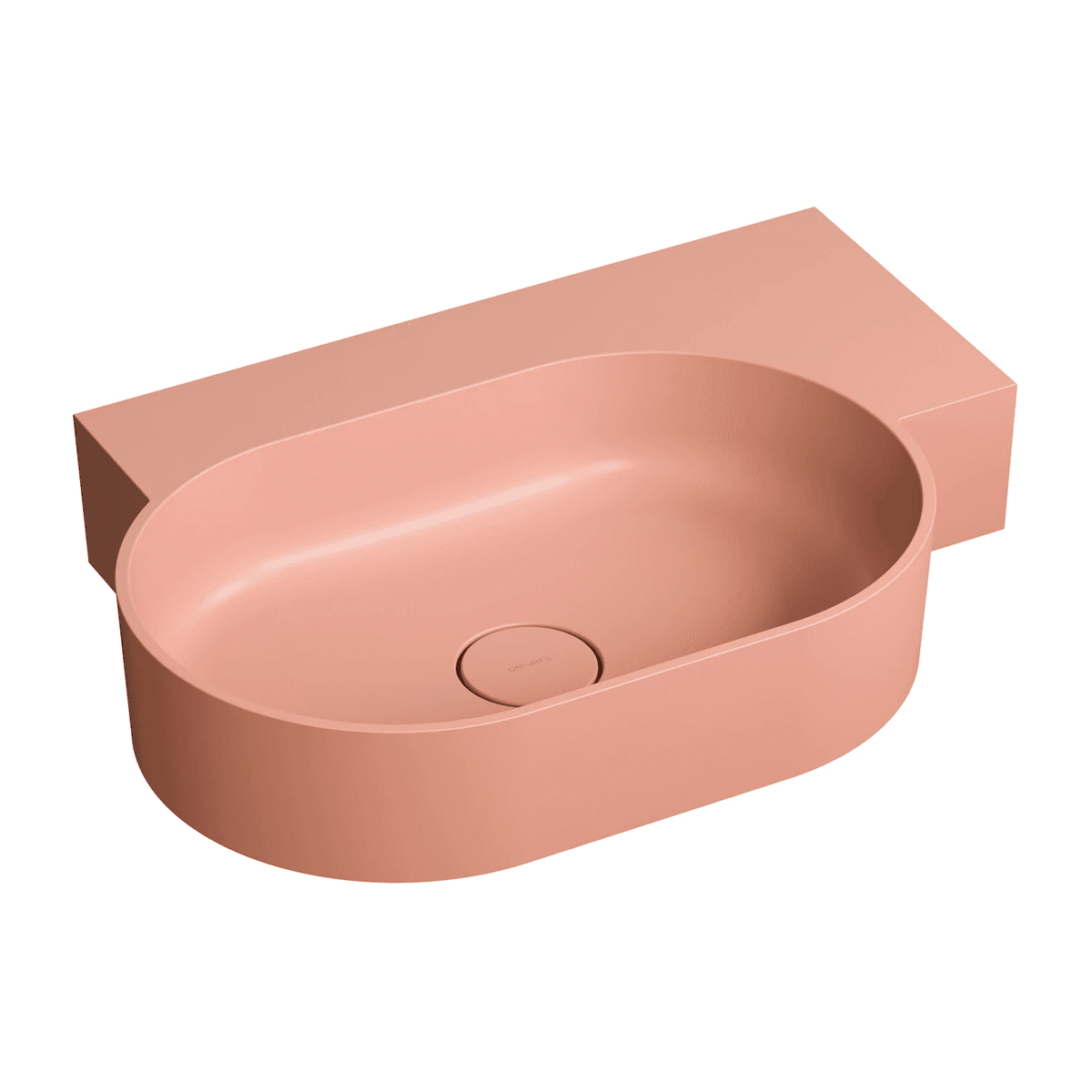 OVO M+ umywalka nablatowa/wisząca - prawa, 64 x 44 cm, coral mat