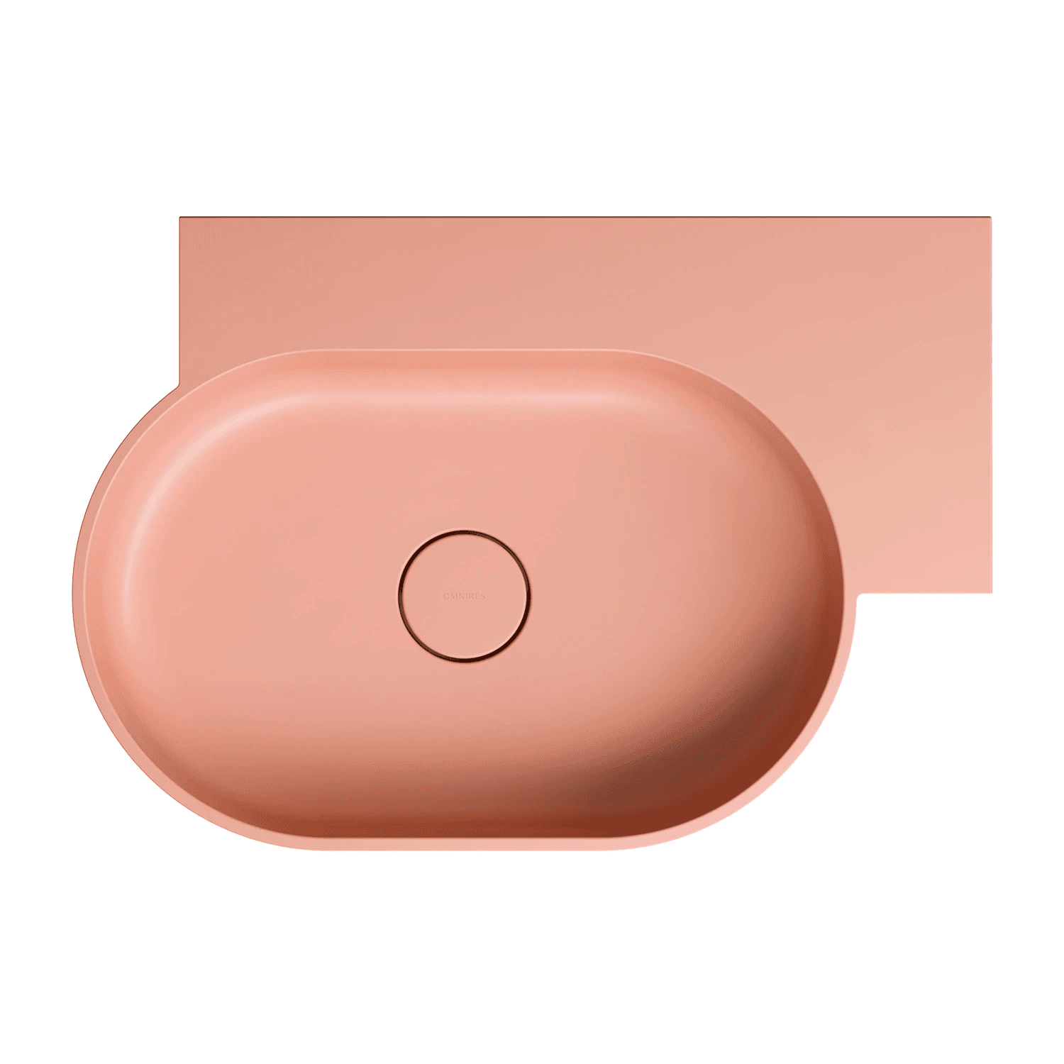 OVO M+ umywalka nablatowa/wisząca - prawa, 64 x 44 cm, coral mat