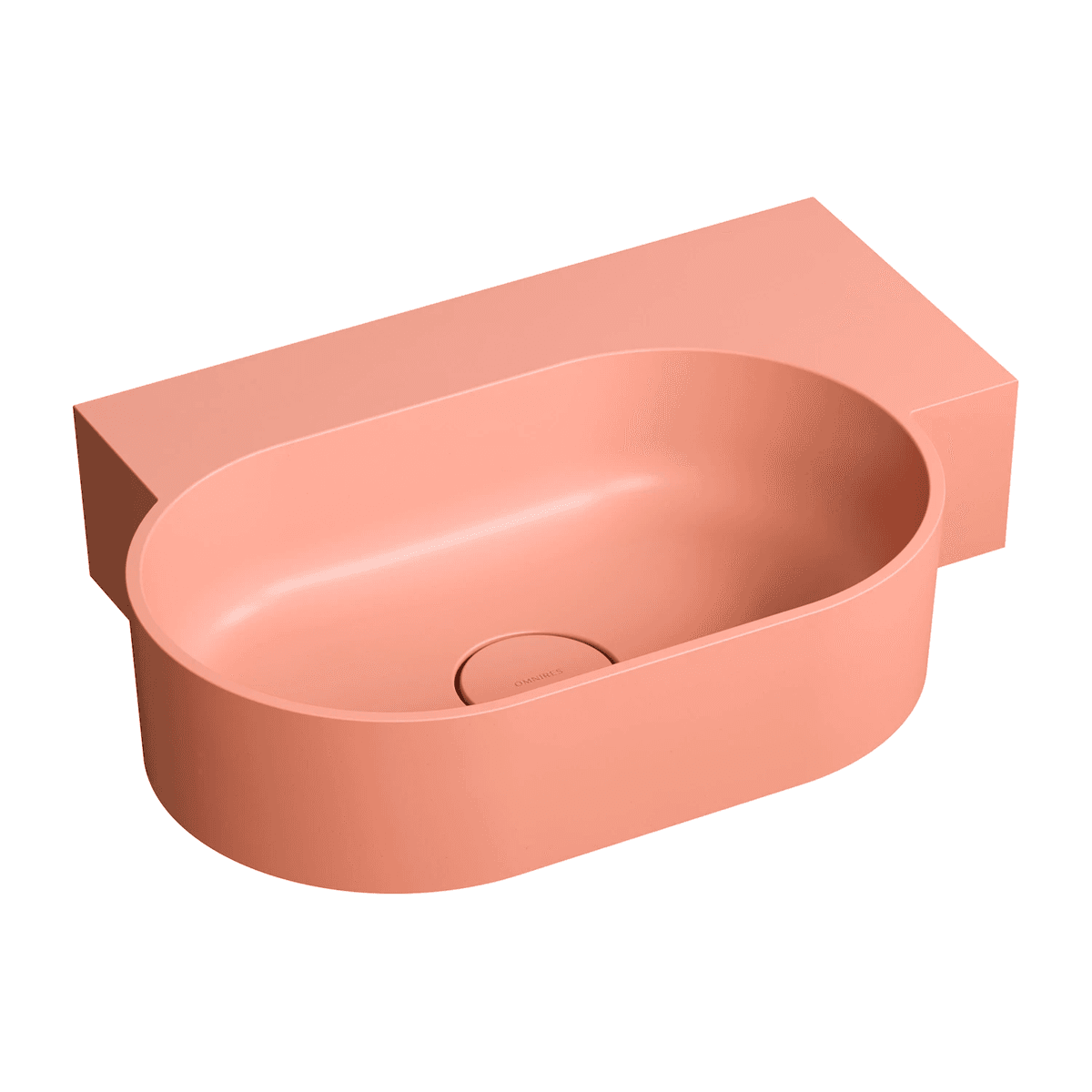 OVO M+ umywalka nablatowa/wisząca - prawa, 55 x 38 cm, coral mat