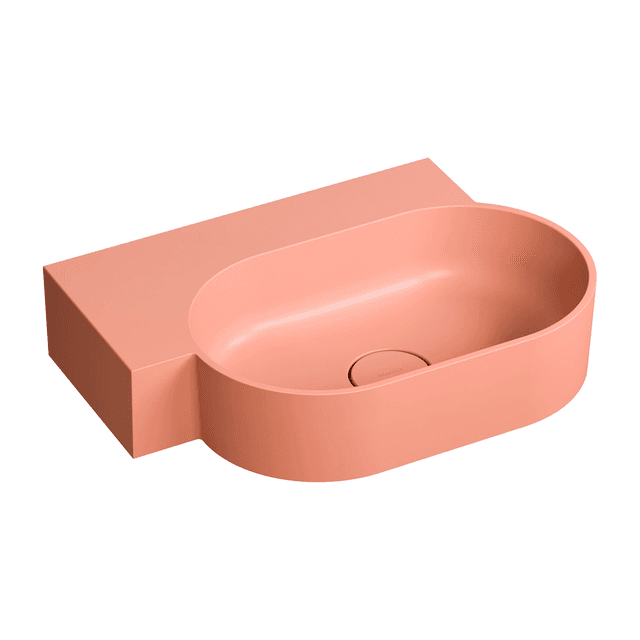 OVO M+ umywalka nablatowa/wisząca - lewa, 55 x 38 cm, coral mat