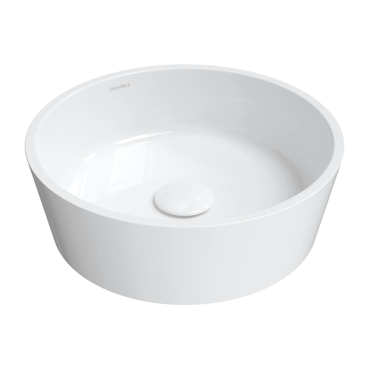 BARI M+ umywalka nablatowa, ø38 cm, biały połysk