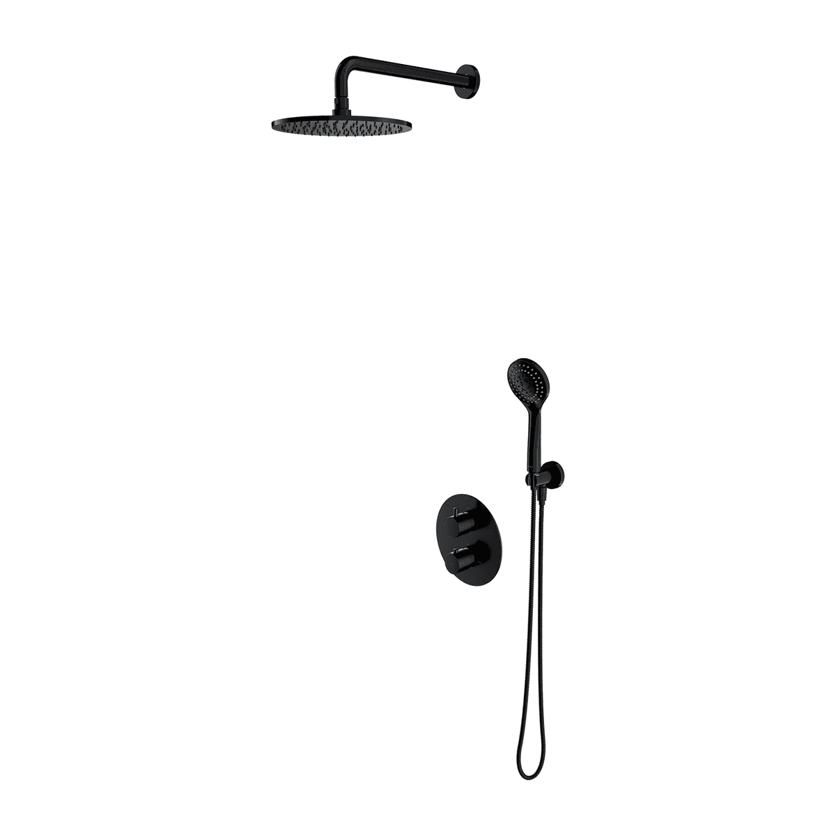 Y termostatyczny system prysznicowy podtynkowy, czarny półmat