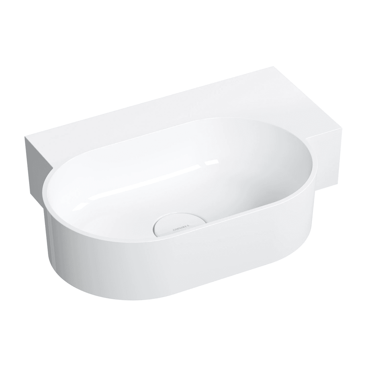 OVO M+ umywalka nablatowa/wisząca - prawa, 55 x 38 cm, biały połysk