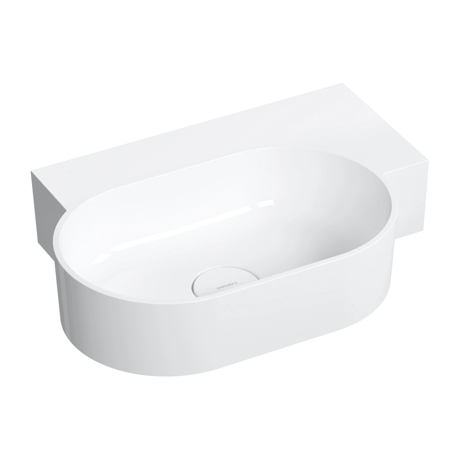 OVO M+ umywalka nablatowa/wisząca - prawa, 55 x 38 cm, biały połysk