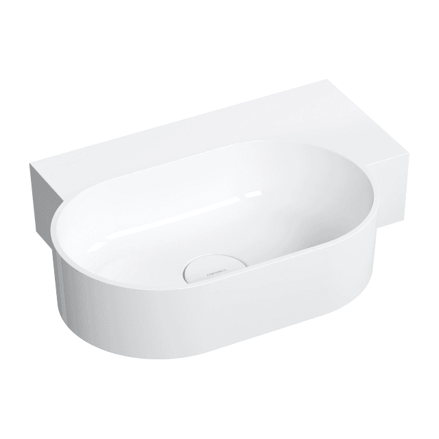 OVO M+ umywalka nablatowa/wisząca - prawa, 55 x 38 cm, biały połysk