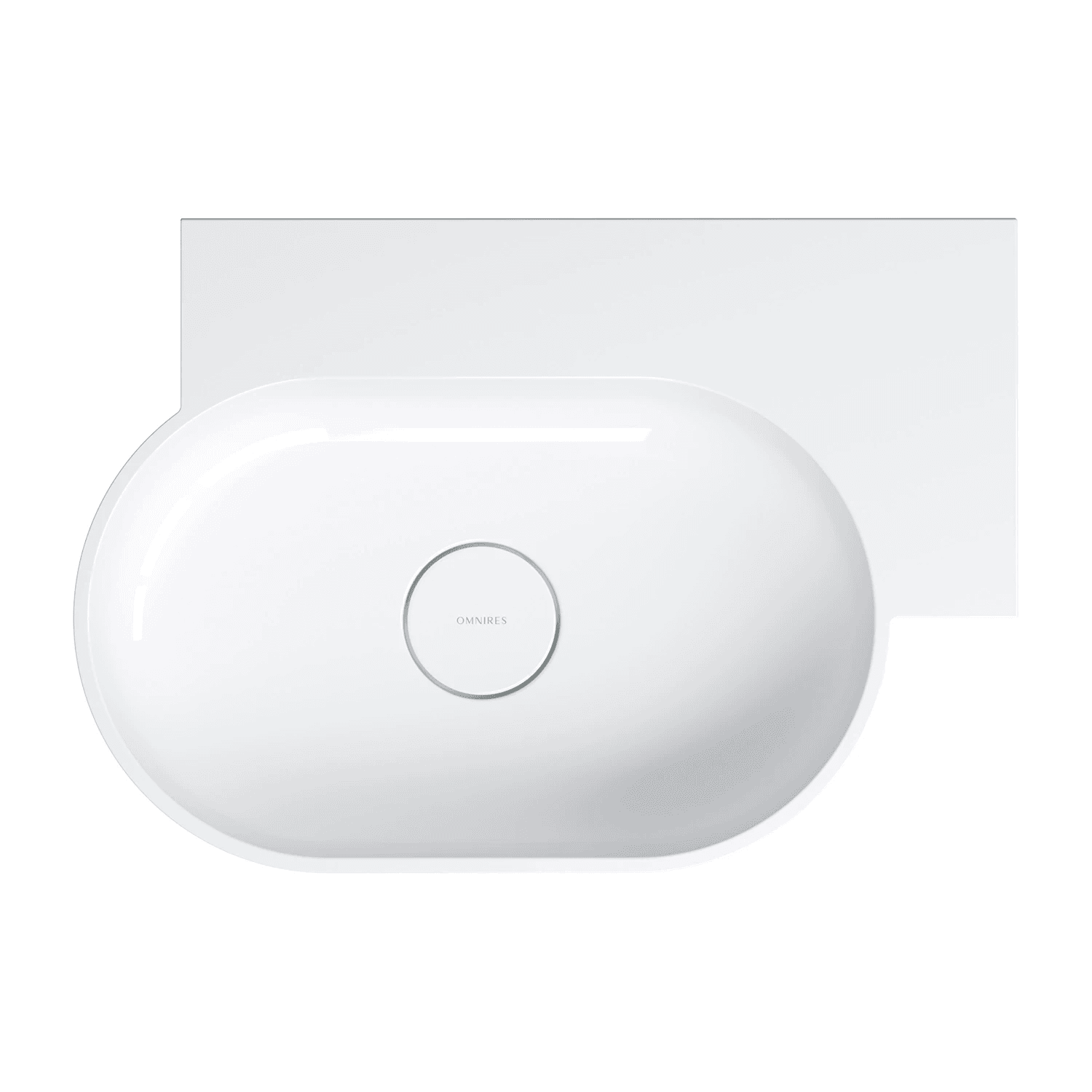 OVO M+ umywalka nablatowa/wisząca - prawa, 55 x 38 cm, biały połysk