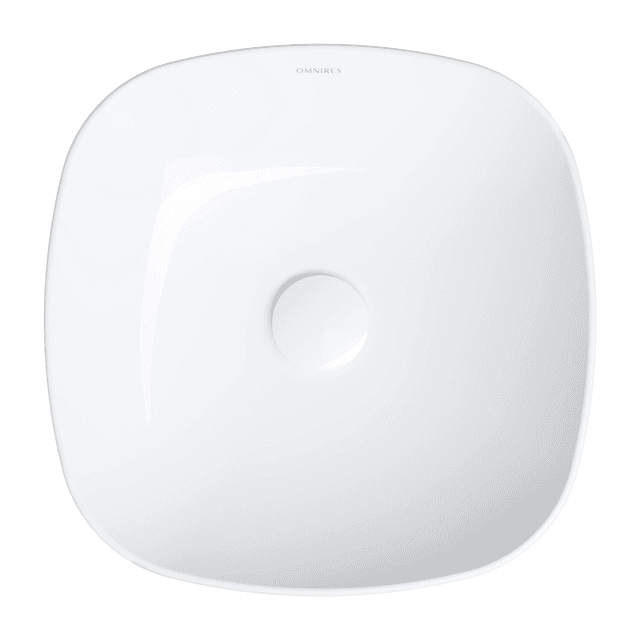 PORTLAND umywalka nablatowa, 37 x 37 cm, biały połysk