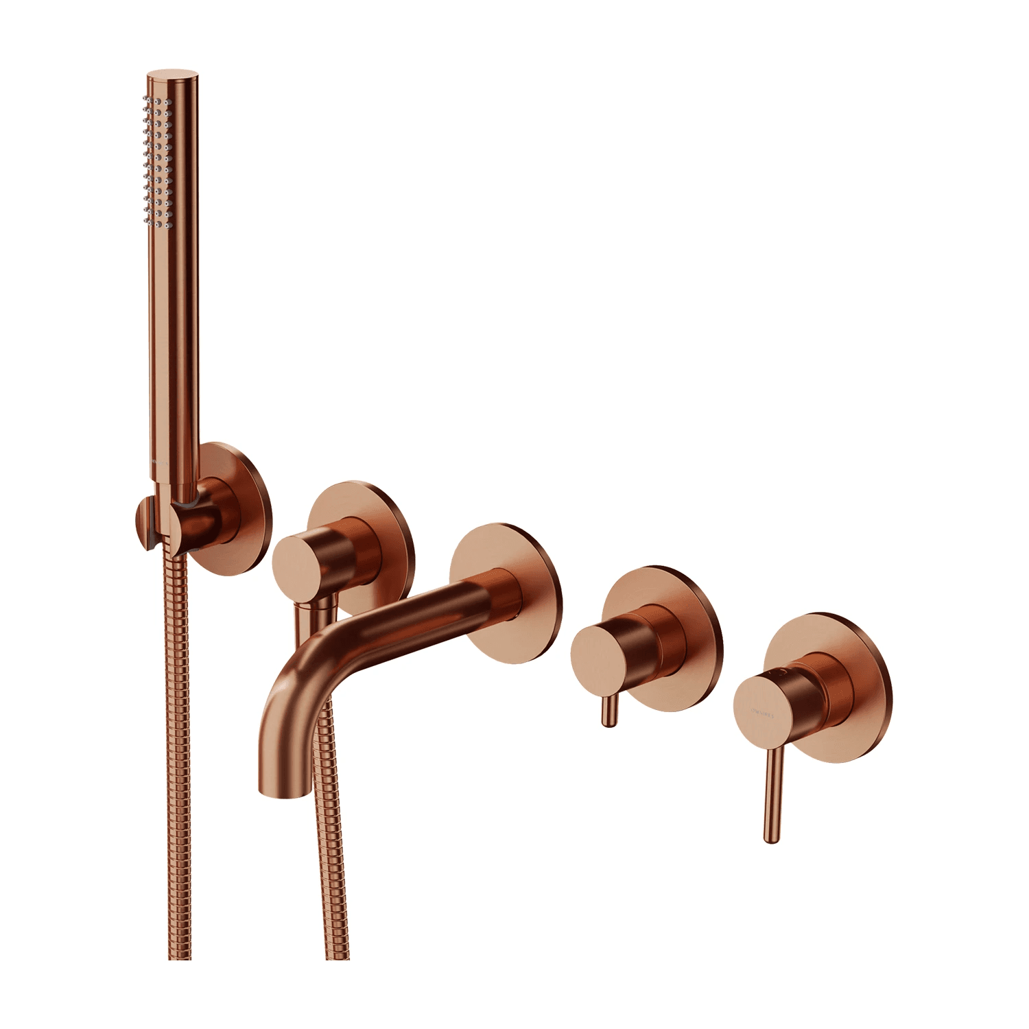 Y bateria wannowa 5-otworowa podtynkowa, miedź szczotkowana