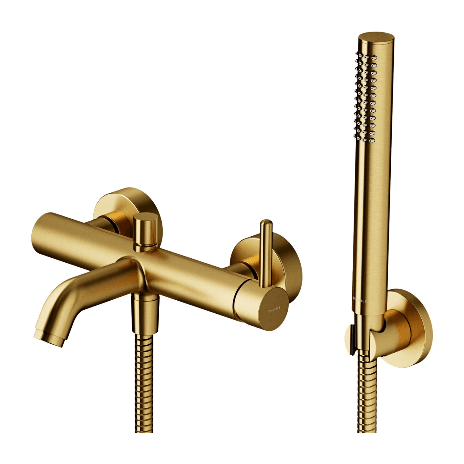 Y bateria wannowa z zestawem prysznicowym, złoty szczotkowany