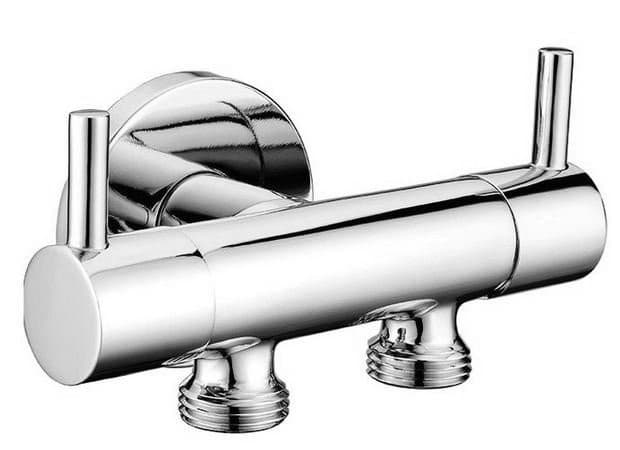 Podwójny zawór chromowany do prysznica bidetowego i WC ścienny