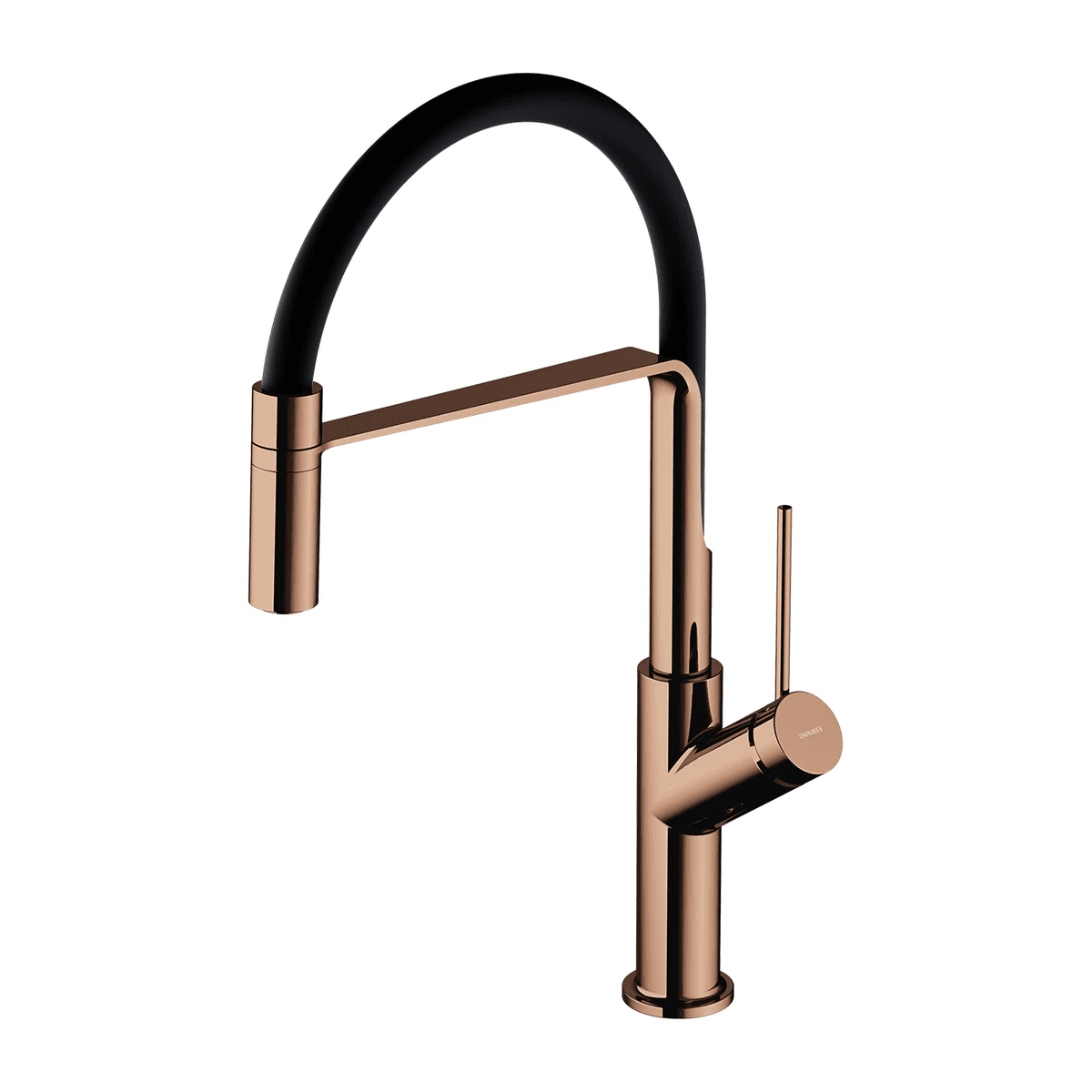 VITA bateria kuchenna z wyciąganą wylewką, miedź połysk/czarny mat