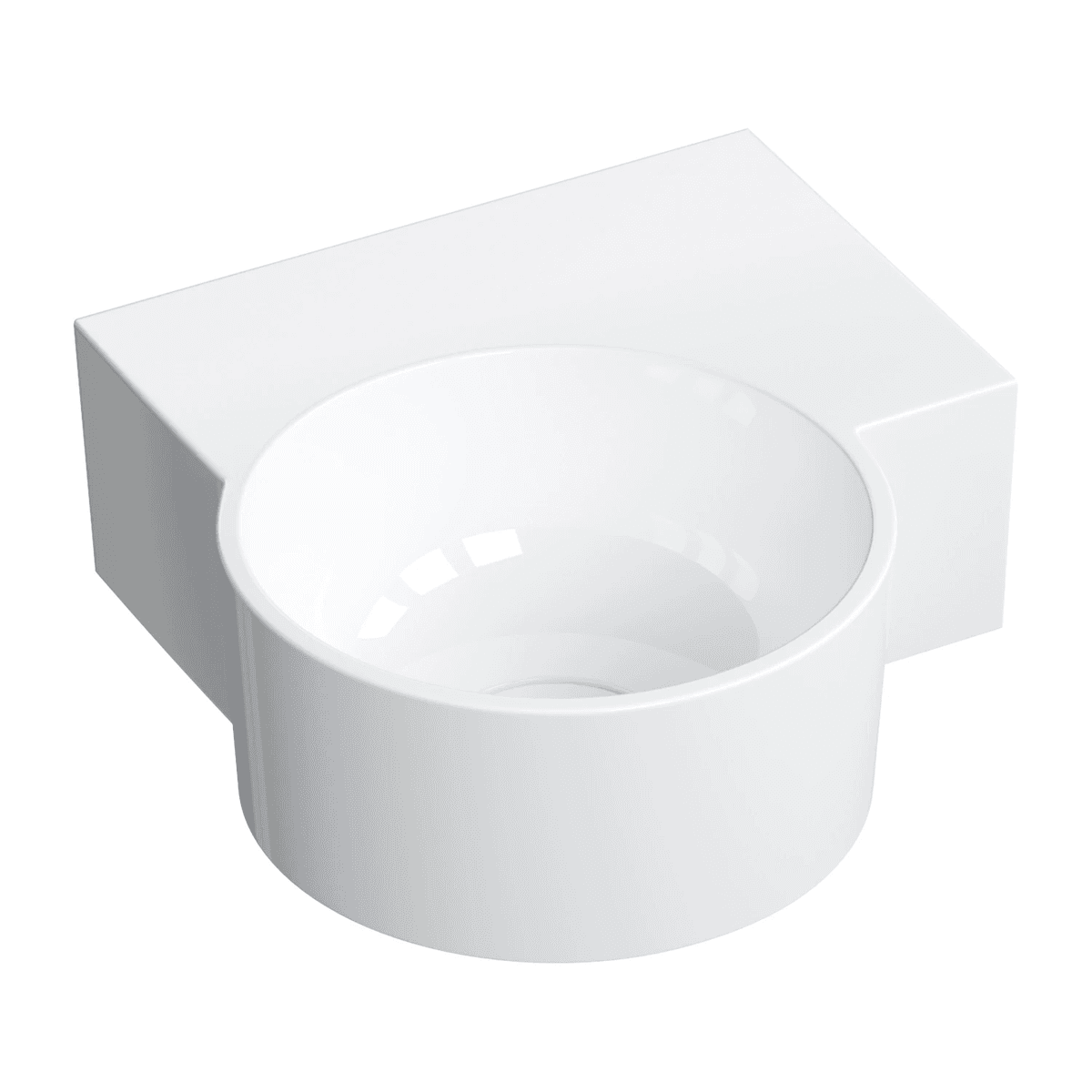 OVO M+ umywalka nablatowa/wisząca - prawa, 33 x 34 cm, biały połysk