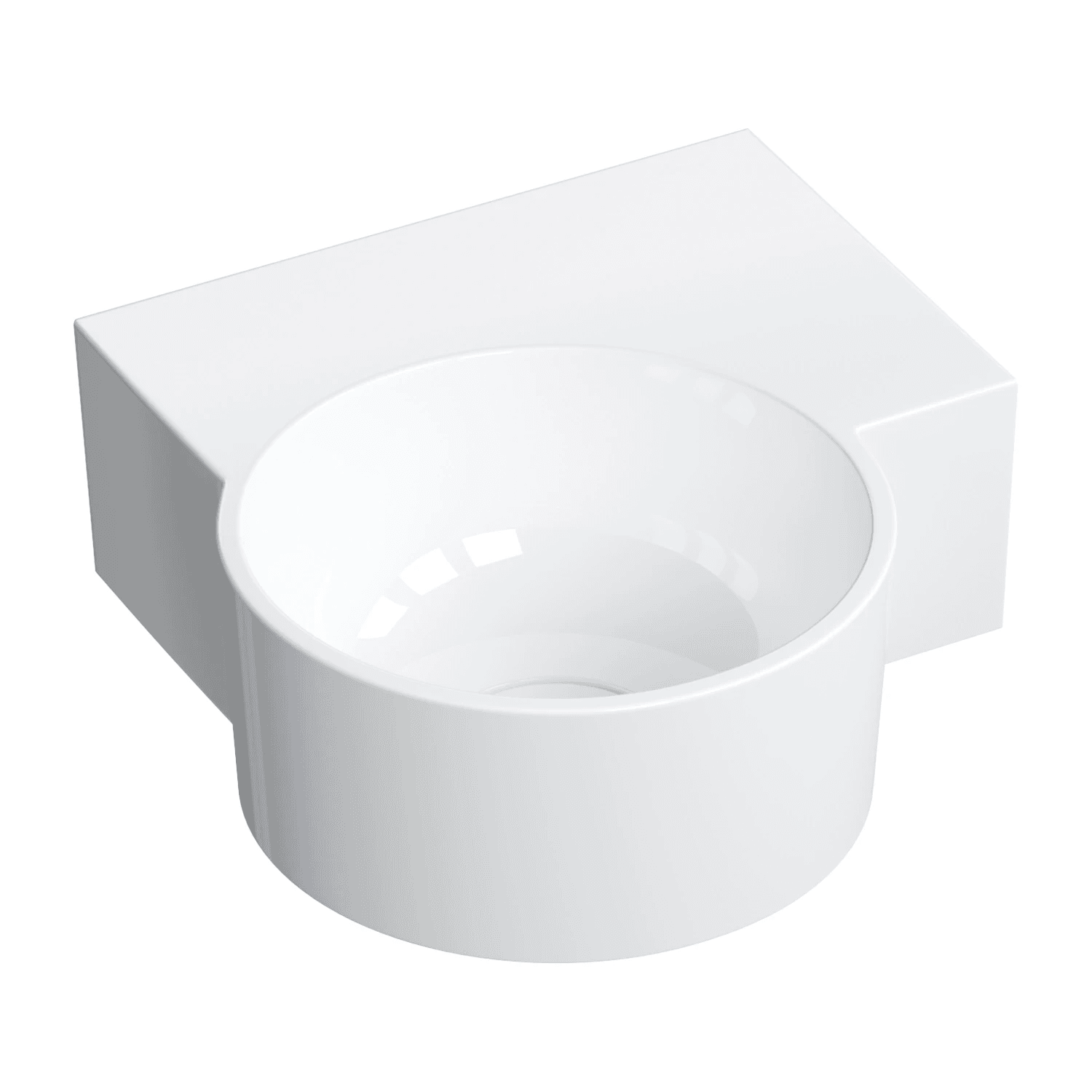 OVO M+ umywalka nablatowa/wisząca - prawa, 33 x 34 cm, biały połysk