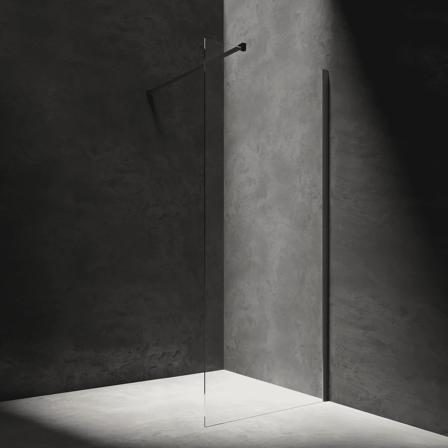 MARINA kabina prysznicowa typu walk-in, 80 cm, czarny mat, szkło transparentne