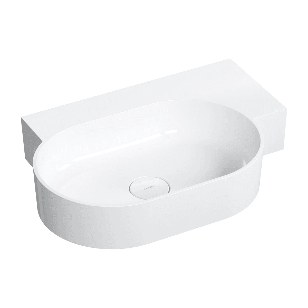 OVO M+ umywalka nablatowa/wisząca - prawa, 64 x 44 cm, biały połysk