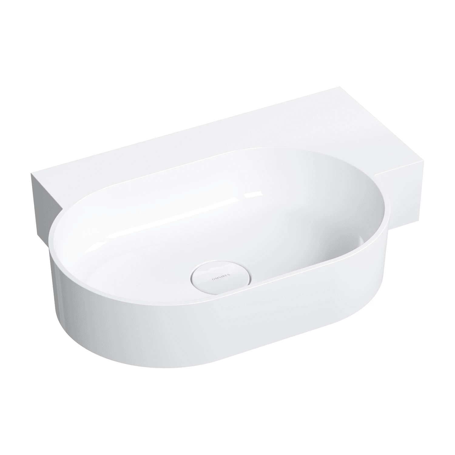 OVO M+ umywalka nablatowa/wisząca - prawa, 64 x 44 cm, biały połysk