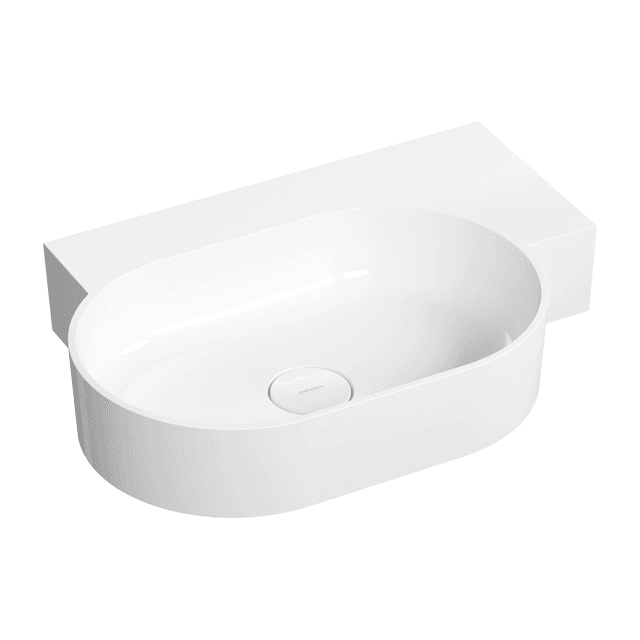 OVO M+ umywalka nablatowa/wisząca - prawa, 64 x 44 cm, biały połysk