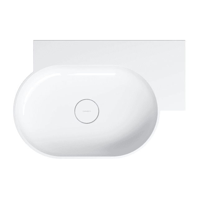 OVO M+ umywalka nablatowa/wisząca - prawa, 64 x 44 cm, biały połysk