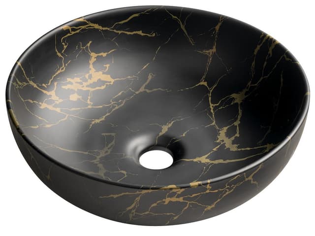 RONDANE umywalka ceramiczna nablatowa, średnica 41cm, marmur portoro