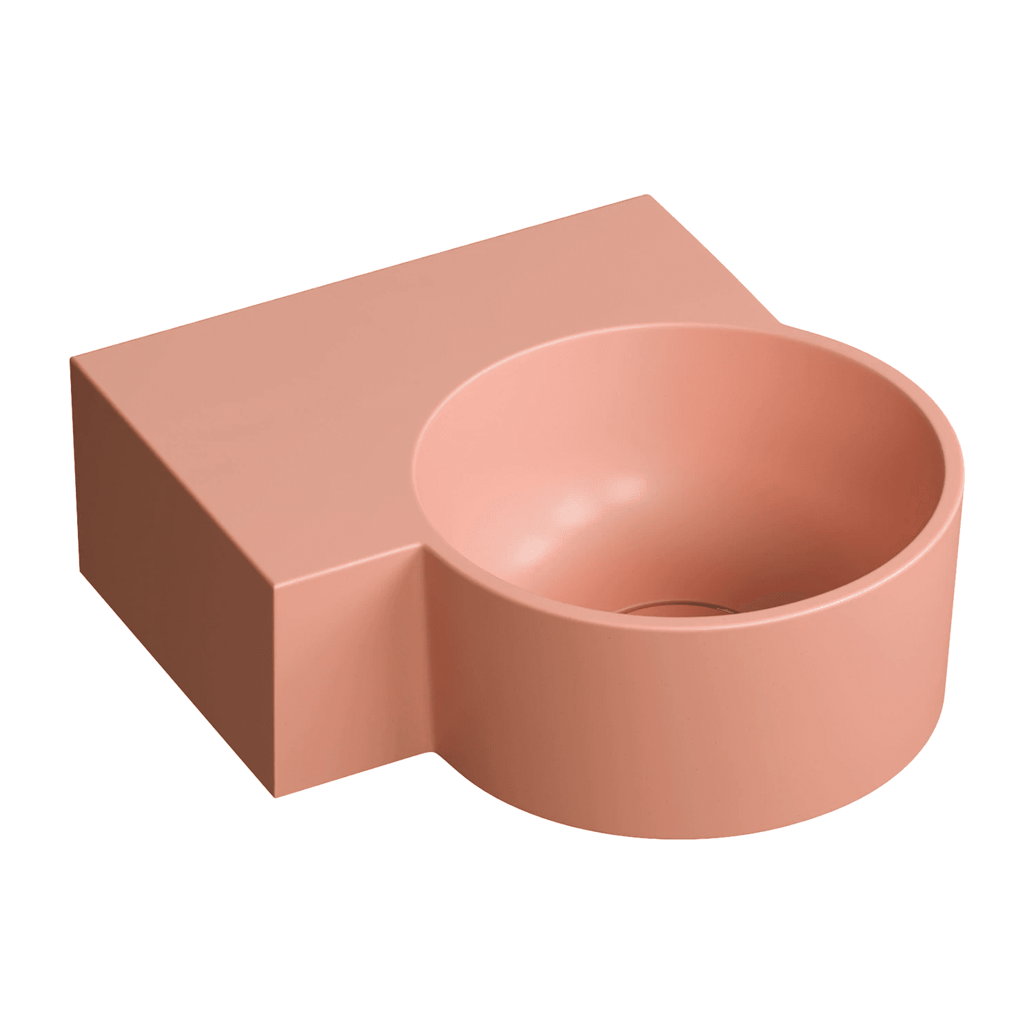 OVO M+ umywalka nablatowa/wisząca - lewa, 33 x 34 cm, coral mat