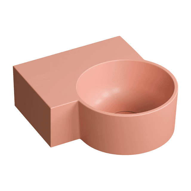 OVO M+ umywalka nablatowa/wisząca - lewa, 33 x 34 cm, coral mat