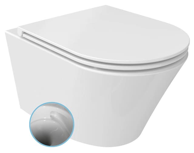 PACO WC wiszące, Vortex Rimless, 36x53cm, biały