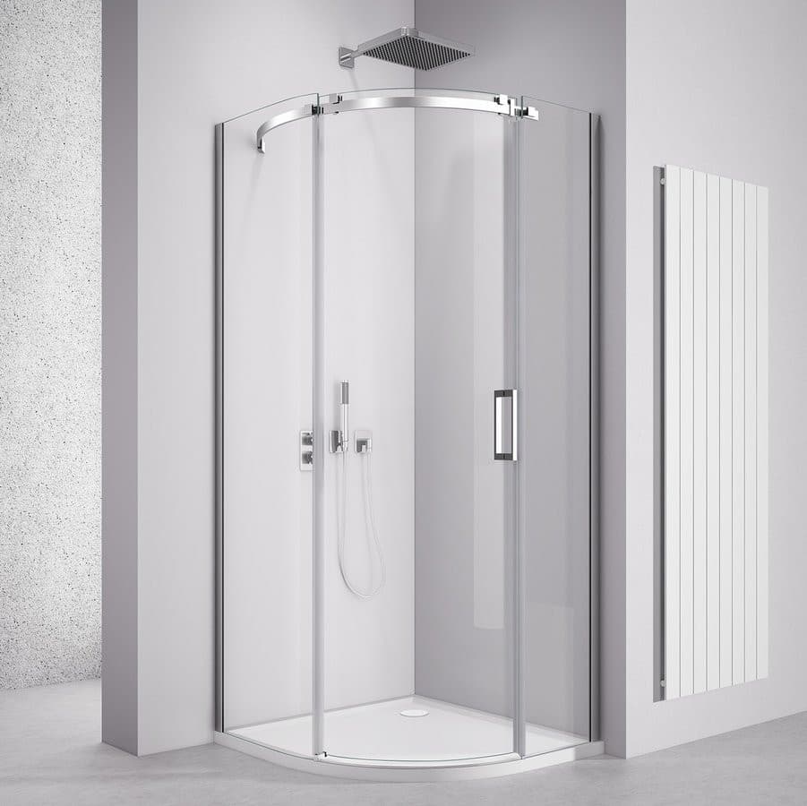 THRON SQUARE kabina prysznicowa półokrągła 900x900mm, szkło czyste, lewa