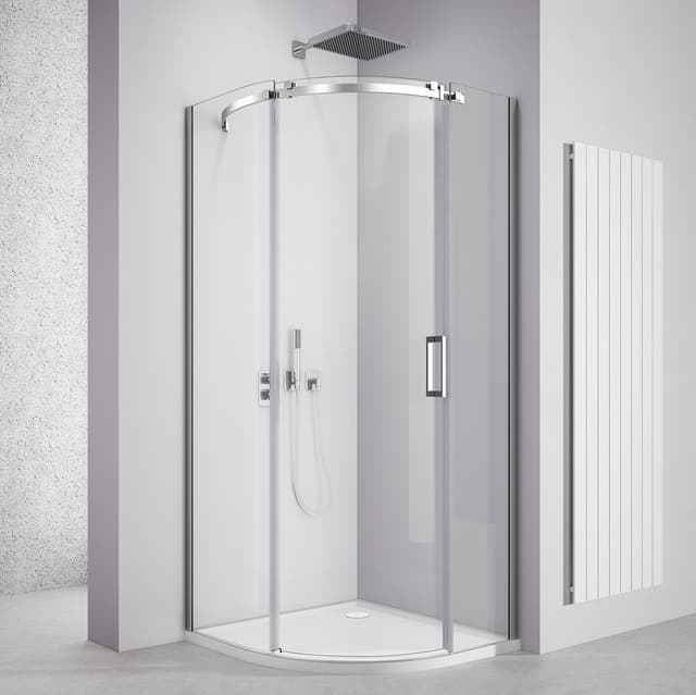 THRON SQUARE kabina prysznicowa półokrągła 900x900mm, szkło czyste, lewa