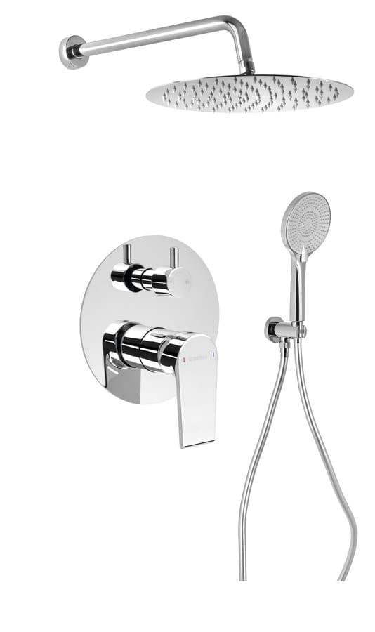 KAI zestaw prysznicowy podtynkowy z baterią podtynkową, obrotowy przełącznik, 2 wyjścia, chrom