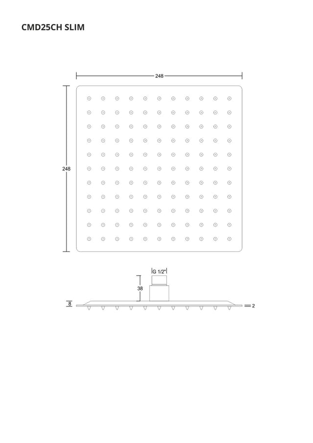 Deszczownica natryskowa Corsan CMD25CH SLIM stalowa kwadratowa 25 cm