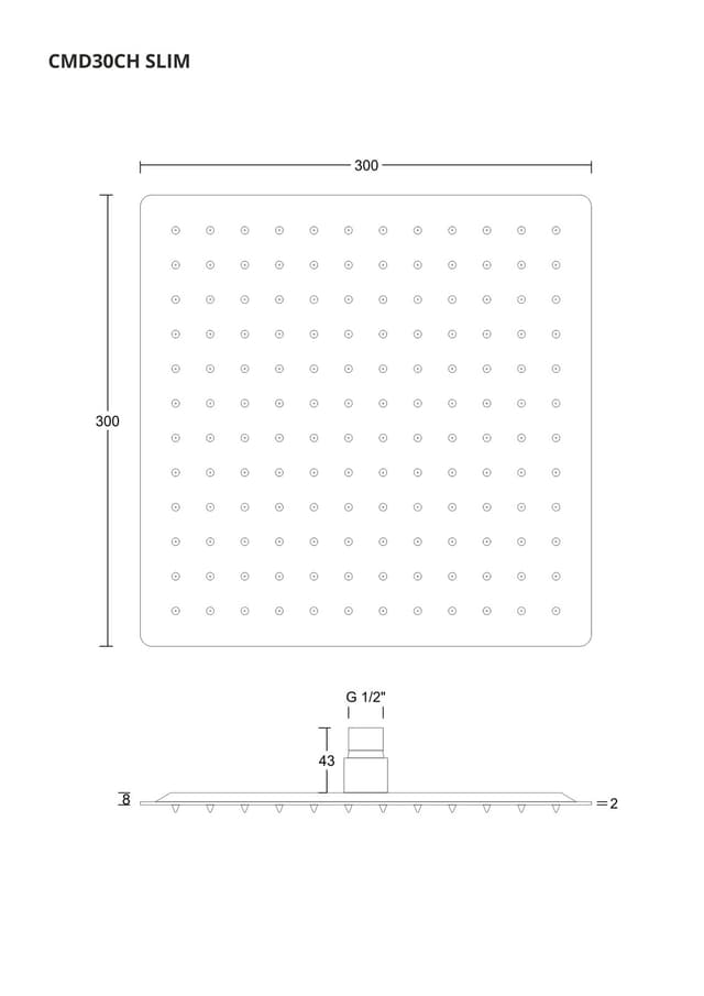 Deszczownica natryskowa Corsan CMD30CH SLIM stalowa kwadratowa 30 cm