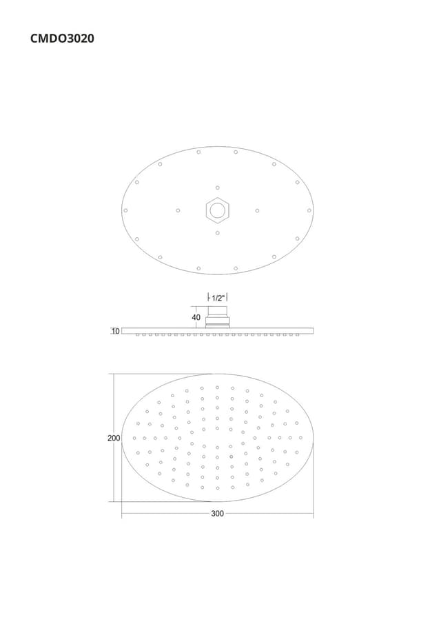 Deszczownica natryskowa Corsan CMDO3020CH mosiężna owalna 200x300 mm