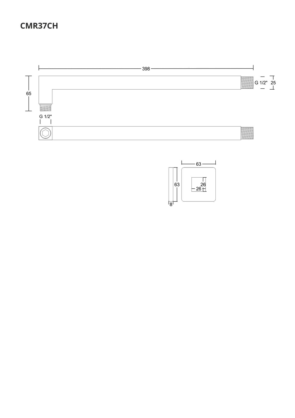 Ramię prysznicowe do deszczownicy natryskowej Corsan CMR37CH 37 cm