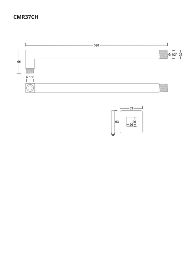 Ramię prysznicowe do deszczownicy natryskowej Corsan CMR37CH 37 cm